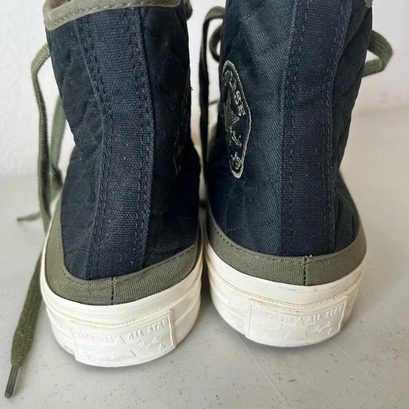 Converse High-Top Sneakers in Black and Olive Green - Picture 3 of 6